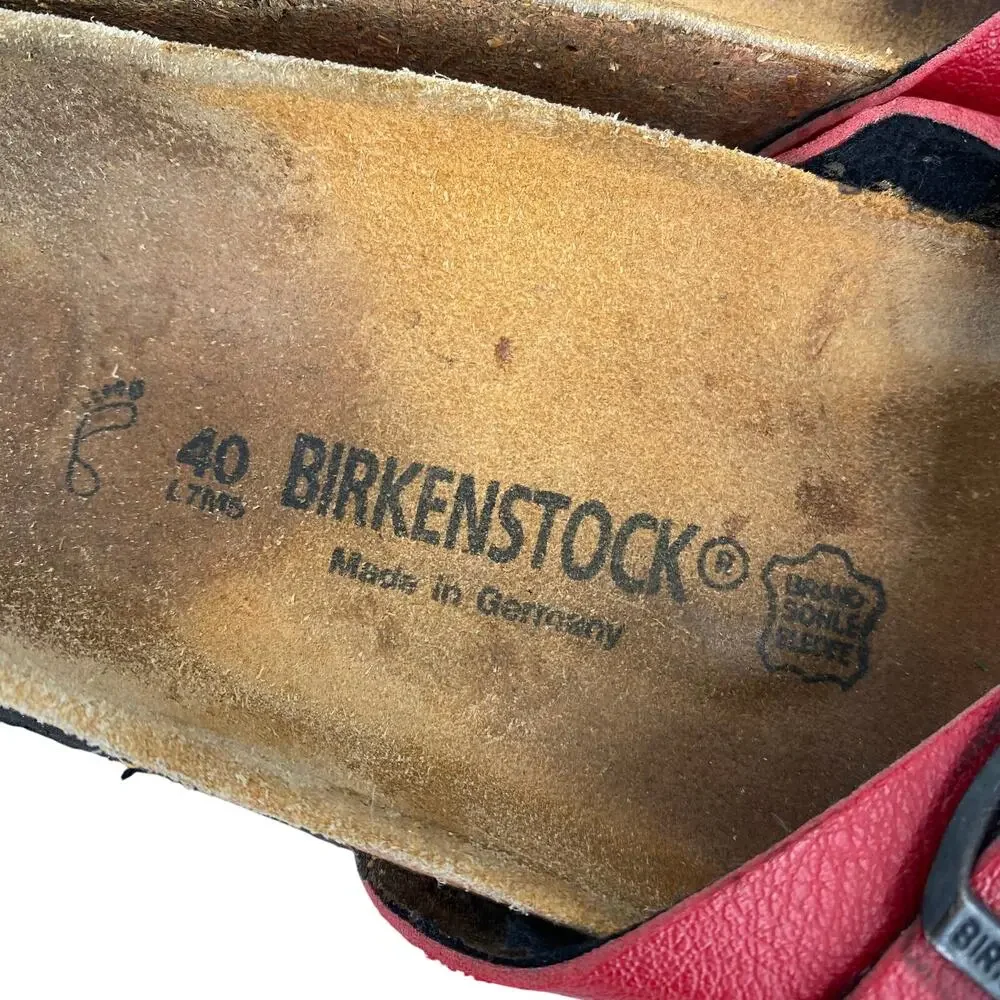 Birkenstock Red Single-Band Cork Footbed Sandals